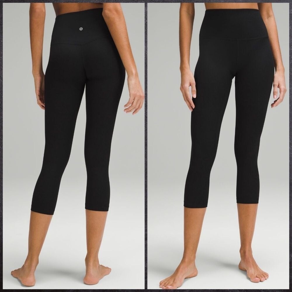 Lululemon Align Ribbed High-Rise Crop 23" Black‎ size 14 NWT
